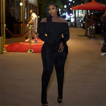 Load image into Gallery viewer, Women's Feather Patchwork Jumpsuit With Feathered Cuffs