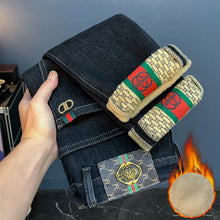 Load image into Gallery viewer, Plush Thick Jeans for Men, Slim Fit, Small Feet, High end Trend, Light Luxury, Fashion, Elastic Warm Pants
