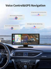 Load image into Gallery viewer, Portable 11.26'' Wireless CarPlay/Android Auto Screen with 2.5D 1920x720 HD Display, Built-in DVR, 4K Front + 1080P Rear Camera