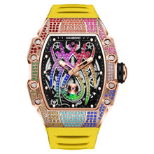 Load image into Gallery viewer, Men's Automatic Watch Tonneau Luxury Mechanical Wristwatch 5Bar Waterproof Skeleton Crystal Spider Dial & Bezel