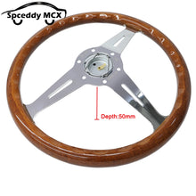 Load image into Gallery viewer, 14inch 350mm Classic Wood Grain Steering Wheel Grade Polished Aircraft Quality Aluminum Car Sports Steering Wheel