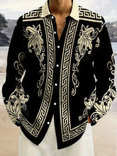 Load image into Gallery viewer, Men's retro long sleeved shirt, luxurious gold Baroque chain pattern