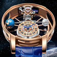 Load image into Gallery viewer, Celestial Men's Watch Transparent Case Design Men's Leather Quartz Watch Time Adjustment Waterproof
