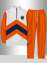 Load image into Gallery viewer, 2pcs Set Men's Sportswear Set Contrast Stitching Design - Stand-up Collar Half-zipper Sports Top & Drawstring Sweatpants, Loose Fit, Fleece Fabric Suitable For Autumn And Winter Fashion And Warm Men's Holiday Gifts