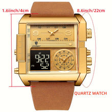 Load image into Gallery viewer, Men's Mechanical Smartwatch with Dual Display Screen, Chronograph, Alarm, Date/Day/Calendar, Golden-Tone Brown Strap - Automatic Winding Watch for Business, Sports, Everyday - Luxury Analog Clock - Ideal Christmas, Birthday,