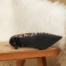 Load image into Gallery viewer, Women's Leopard Print High Heels, Fashion Pointed Toe Pumps, Stylish Slip On Heels, Sexy Bling Heels