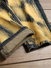 Load image into Gallery viewer, Men's Casual Mid Waist Denim Jeans, Straight Leg, Non-Stretch Fabric, All-Season, Loose Fit, Washed Tie Dye Pattern, Woven Weave - Regular Length
