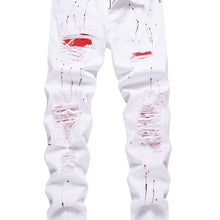 Load image into Gallery viewer, Jeans Stretch Holes Embroidered White Stretch Slim Shape Machine Washable Hand Wash