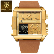 Load image into Gallery viewer, Men's Mechanical Smartwatch with Dual Display Screen, Chronograph, Alarm, Date/Day/Calendar, Golden-Tone Brown Strap - Automatic Winding Watch for Business, Sports, Everyday - Luxury Analog Clock - Ideal Christmas, Birthday,