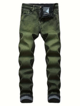 Load image into Gallery viewer, Mens Regular Length Mid Waist Slim Fit Stretch Skinny Jeans - Comfortable Flex Waist, Ripped and Distressed, Solid Color, All-Season, Woven Denim Biker Pants for Everyday Wear