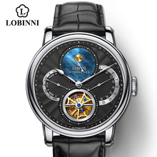 Load image into Gallery viewer, LOBINNI Men Automatic Gold Mechanical Wristwatch Fashion sporty strap chronograph Sapphire Skeleton Brand