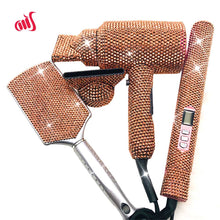 Load image into Gallery viewer, Foxy Fashions Diamond Girlz Collection Crystal Hair Flat iron Bling Hair Dryer Rhinestone Wig Brush Crystal Hot tools Hair Boutique