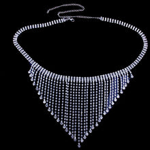 Load image into Gallery viewer, Foxy Fashions Diamond Girlz Collection Tassel Rhinestone Body Chain Bra and Thong for Women Bling Sexy Bikini Set Crystal Cover Up Harness Jewelry Nightclub