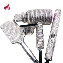 Load image into Gallery viewer, Foxy Fashions Diamond Girlz Collection Crystal Hair Flat iron Bling Hair Dryer Rhinestone Wig Brush Crystal Hot tools Hair Boutique