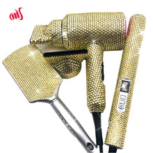 Load image into Gallery viewer, Foxy Fashions Diamond Girlz Collection Crystal Hair Flat iron Bling Hair Dryer Rhinestone Wig Brush Crystal Hot tools Hair Boutique