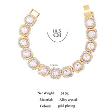 Load image into Gallery viewer, Foxy Fashions Diamond Girlz Collection Luxury Full Rhinestone Big Tennis Chain Bracelets For Women Fashion Bling Iced Out Square Crystal Bracelet Jewelry
