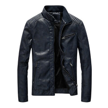 Load image into Gallery viewer, Men's Leather Jacket Stand Collar Motorcycle Pu Casual Slim Fit Coat