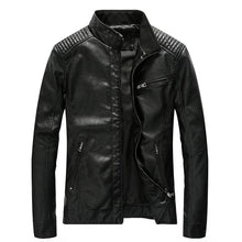 Load image into Gallery viewer, Men's Leather Jacket Stand Collar Motorcycle Pu Casual Slim Fit Coat