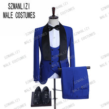 Load image into Gallery viewer, Custom Made 3-Piece Smoking Blazer Casual Business Gentlemen Groom Suit