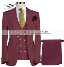 Load image into Gallery viewer, Men Suits 3 Pieces Slim Fit Business Suit (Blazer+Pants+Vest)