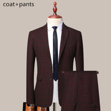 Load image into Gallery viewer, Boutique (Blazer + Vest + Trousers) Men's Italian Style Fashion Business Elegant Gentleman Plaid Slim Casual Dress 3-piece Set