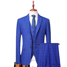 Load image into Gallery viewer, Boutique (Blazer + Vest + Trousers) Men's Italian Style Fashion Business Elegant Gentleman Plaid Slim Casual Dress 3-piece Set