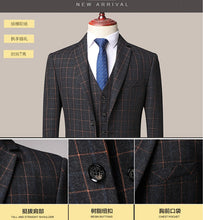 Load image into Gallery viewer, Boutique (Blazer + Vest + Trousers) Men's Italian Style Fashion Business Elegant Gentleman Plaid Slim Casual Dress 3-piece Set
