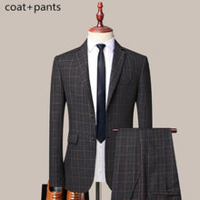 Load image into Gallery viewer, Boutique (Blazer + Vest + Trousers) Men's Italian Style Fashion Business Elegant Gentleman Plaid Slim Casual Dress 3-piece Set