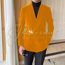 Load image into Gallery viewer, Green Mens Velvet Suits Double Breasted Tailor-Made Tuxedo 2 Pieces Blazer Pant Wedding Party Groom