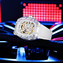Load image into Gallery viewer, PINTIME Fashion Automatic Mechanical Transparent White Hollow Large Dial Men's Watch