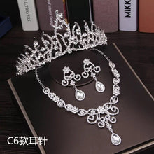 Load image into Gallery viewer, Foxy Fashions Diamond Girlz Collection 3PCS Rhinestone Crystal Butterfly Bridal Jewelry Sets Necklace Earring Tiara Set Wedding Hair Ornaments African Bead Jewelry Set