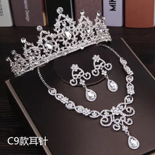 Load image into Gallery viewer, Foxy Fashions Diamond Girlz Collection 3PCS Rhinestone Crystal Butterfly Bridal Jewelry Sets Necklace Earring Tiara Set Wedding Hair Ornaments African Bead Jewelry Set