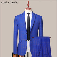 Load image into Gallery viewer, Boutique (Blazer + Vest + Trousers) Men's Italian Style Fashion Business Elegant Gentleman Plaid Slim Casual Dress 3-piece Set