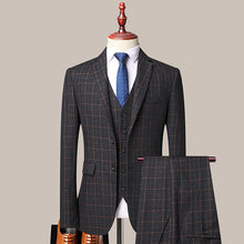 Load image into Gallery viewer, Boutique (Blazer + Vest + Trousers) Men's Italian Style Fashion Business Elegant Gentleman Plaid Slim Casual Dress 3-piece Set