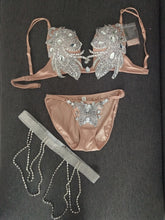 Load image into Gallery viewer, Foxy Fashions Diamond Girlz Collection Silver Diamond Bikini 2-Piece Set Model Catwalk Club Bar Party Show Costume DJ Singer Dancer Bra Shorts Pole Dancing Stage Wear