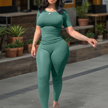 Load image into Gallery viewer, Women&#39;s Ribbed Short Sleeve 2 Piece Outfit
