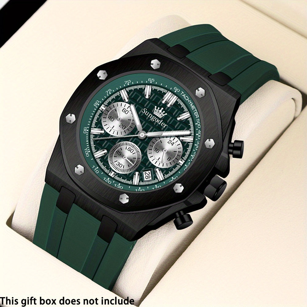 Men's Business Quartz Watch | Sports Silicone Strap, Calendar Function, Best Choice  Birthday Christmas Gifts