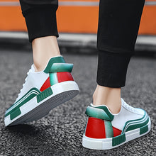 Load image into Gallery viewer, Men&#39;s  Shoes - Breathable Sneakers with Non-Slip Rubber Sole, Lace-Up Closure - White/Green/Red Color Block design , Streetwear, Gym, Campus - All-Season Lightweight Shoes for Men, Outdoor Walking.
