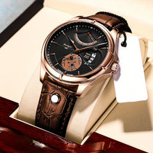 Load image into Gallery viewer, Men&#39;s Luminous Watch with Calendar Display - Mechanical Movement, Rose Golden Case &amp; Green Dial, Faux Leather Strap - Elegant Formal &amp; Everyday Watch for Business, Gifts (Birthday, Christmas, Back to School) - Ideal for Profe
