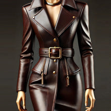 Load image into Gallery viewer, Women&#39;s Lapel Collar Belted Mini Dress
