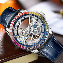 Load image into Gallery viewer, Men&#39;s Hollow Fashion Colorful Rhinestone Studded Round Waterproof Mechanical Watch
