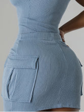 Load image into Gallery viewer, Women&#39;s Sexy Ribbed Knit Sleeveless Dress with Multi-Pockets and Tie Waist
