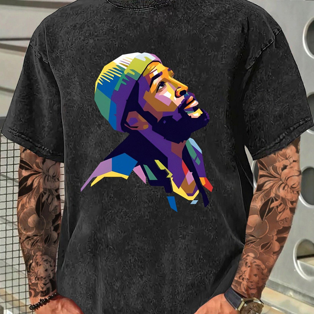Marvin Gaye Graphic Print Cotton T-shirt Men's Fashion Casual Short Sleeve Crew Neck