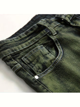 Load image into Gallery viewer, Mens Regular Length Mid Waist Slim Fit Stretch Skinny Jeans - Comfortable Flex Waist, Ripped and Distressed, Solid Color, All-Season, Woven Denim Biker Pants for Everyday Wear
