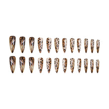 Load image into Gallery viewer, 24pcs Chic Long Almond-Shaped Press-On Nails, Glossy Leopard Print Design, Easy Application Fake Nail Set, Fashionable Nail Art for Women
