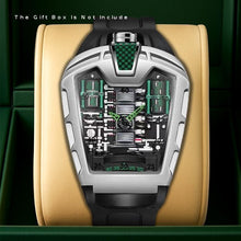 Load image into Gallery viewer, Men&#39;s Black Green Tape Sports Style Trendy Engine Racing Wine Barrel Quartz Watch, Mechanical Watches for Men High Quality, Fashion Watches for Men, Sports Watch, Men&#39;s Fashion Accessory, Sporty Design, Modern Watch, Durable
