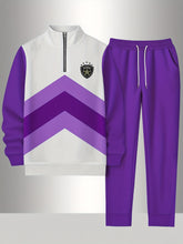 Load image into Gallery viewer, 2pcs Set Men&#39;s Sportswear Set Contrast Stitching Design - Stand-up Collar Half-zipper Sports Top &amp; Drawstring Sweatpants, Loose Fit, Fleece Fabric Suitable For Autumn And Winter Fashion And Warm Men&#39;s Holiday Gifts
