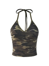 Load image into Gallery viewer, Camouflage Print Pleated Neck Top
