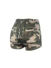 Load image into Gallery viewer, Women&#39;s Sexy Tight Shorts - Stretchy Camo Denim-like Shorts, Non-See-Through Fabric
