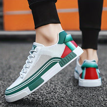 Load image into Gallery viewer, Men&#39;s  Shoes - Breathable Sneakers with Non-Slip Rubber Sole, Lace-Up Closure - White/Green/Red Color Block design , Streetwear, Gym, Campus - All-Season Lightweight Shoes for Men, Outdoor Walking.
